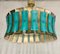 Turquoise Blue and Gold Murano Glass Drum Chandelier 1