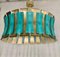 Turquoise Blue and Gold Murano Glass Drum Chandelier 5