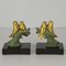 Art Deco Bookends with Patinated Metal Bird Figures, Set of 2 1