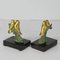 Art Deco Bookends with Patinated Metal Bird Figures, Set of 2 3