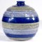 Vase en Céramique à Rayures Bleu Rimini de Bitossi, Italie, 1970s 2