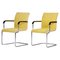 Czech Yellow Bauhaus Armchairs in Chrome and Fabric, 1930s, Set of 2 1