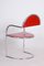 Czech Bauhaus Chair in Red Leather and Steel, 1940s 7