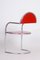 Czech Bauhaus Chair in Red Leather and Steel, 1940s 8