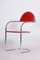 Czech Bauhaus Chair in Red Leather and Steel, 1940s 4