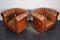 Dutch Cognac Leather Chesterfield Club Chairs, Set of 2 3