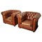 Dutch Cognac Leather Chesterfield Club Chairs, Set of 2 1