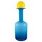 Large Vase and Bottle in Blue Art Glass with Yellow Ball by Otto Brauer for Holmegaard 1