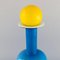 Large Vase and Bottle in Blue Art Glass with Yellow Ball by Otto Brauer for Holmegaard 2