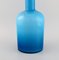 Grand Vase et Bouteille en Verre Bleu avec Boule Jaune par Otto Brauer pour Holmegaard 4