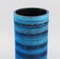 Große zylindrische Vase aus glasierter Keramik in Rimini-Blau von Aldo Londi für Bitossi 2