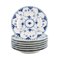 Assiettes Full Lace Bleues en Porcelaine Ajourée de Royal Copenhagen, Set de 8 1