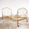 Antique French Painted Faux Bamboo Metal Bed on Casters, Image 1