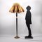 Floor Lamp in Stained Wood, Brass & Fabric, Italy, 1950s 2