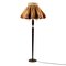 Floor Lamp in Stained Wood, Brass & Fabric, Italy, 1950s 1