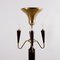 Stehlampe aus gebeiztem Holz, Messing & Stoff, Italien, 1950er 5