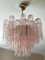 Lámpara de araña tubular de cristal de Murano rosa de tamaño mediano, Imagen 5