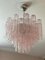 Lámpara de araña tubular de cristal de Murano rosa de tamaño mediano, Imagen 1
