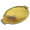 Large Swedish Oval Brass Plate Tray with Handles, 1930s 1