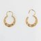 French 18 Karat Rose Gold Chiseled Creole Earrings, 1950s, Image 3