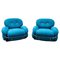Italian Blue and Yellow Armchairs in the Style of Sesann, 1960s 1