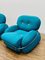 Italian Blue and Yellow Armchairs in the Style of Sesann, 1960s 4