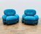 Italian Blue and Yellow Armchairs in the Style of Sesann, 1960s 2