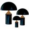 Lampes de Bureau Atollo Large, Medium et Small Noires par Magistretti pour Oluce, Set de 3 1