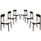 Moderne italienische Mid-Century Stühle aus massiver Buche & weißem Stoff von Baggio, 1970er, 6er Set 1