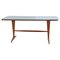 Mesa italiana Mid-Century de madera y vidrio gris, Imagen 1