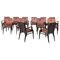 Italian Wood and Pink Satin Chairs for Naval Furnishings, Set of 12 1