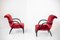 American Red Velvet Damask and Wood Armchairs by Gilbert Rohde, Set of 2 7
