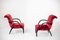 American Red Velvet Damask and Wood Armchairs by Gilbert Rohde, Set of 2, Image 7