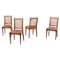 Louis XVI Wood and White and Red Silk Chairs, Set of 4 1