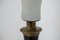 Lámpara de mesa italiana grande de vidrio opalino y madera y latón, Imagen 7