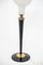 Large Italian Opal Glass and Wood and Brass Table Lamp 16