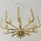 Scandinavian Brass Chandelier with 10 Glass Leaves by Carl Fagerlund for Orrefors, Sweden, 1960s 1