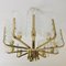 Scandinavian Brass Chandelier with 10 Glass Leaves by Carl Fagerlund for Orrefors, Sweden, 1960s 3