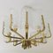 Scandinavian Brass Chandelier with 10 Glass Leaves by Carl Fagerlund for Orrefors, Sweden, 1960s, Image 3