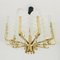 Scandinavian Brass Chandelier with 10 Glass Leaves by Carl Fagerlund for Orrefors, Sweden, 1960s, Image 2