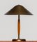 Brass and Stained Teak Table Lamp by Harald Notini for Böhlmarks, 1940s 1