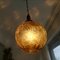 Large Mid-Century Amber Glass and Wood Hanging Lamp 7