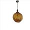 Large Mid-Century Amber Glass and Wood Hanging Lamp, Image 3