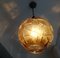Large Mid-Century Amber Glass and Wood Hanging Lamp 5
