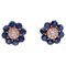 Blue Sapphires, Diamonds, 18 Karat Rose Gold Stud Earrings 1