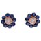 Boucles d'Oreilles Saphirs Bleus, Diamants, Or Rose 18 Carats 1
