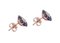 Blue Sapphires, Diamonds, 18 Karat Rose Gold Stud Earrings 2