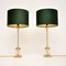 Vintage French Crystal Glass & Brass Table Lamps, Set of 2 1