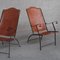 Mid-Century Leather and Metal Folding Armchairs, Set of 2 3