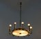 Mid-Century Round Varnished Metal 10-Light Chandelier, Italy, 1950s 4